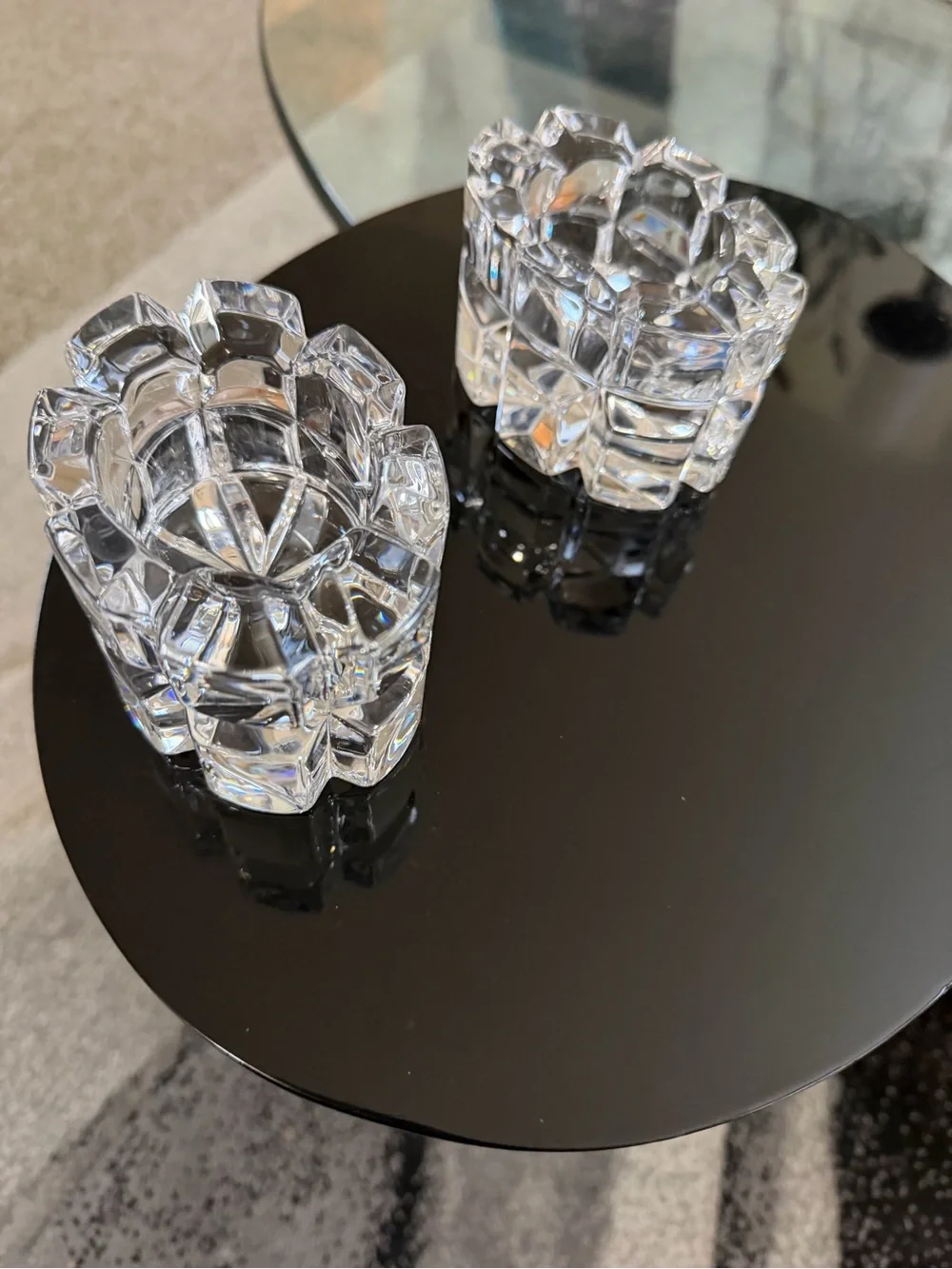 Vintage heavy Faceted Crystal Tealight Candle Holders - Set of 2 $125.